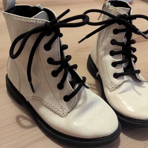 Stylish Kids White Boots with Black Laces
